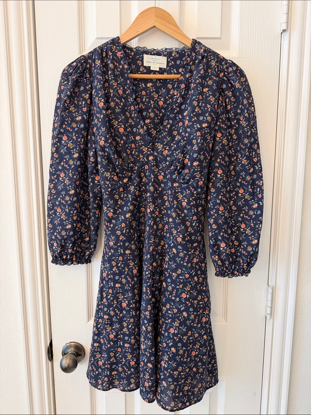 Trovata Navy Floral Button-Front Blouse